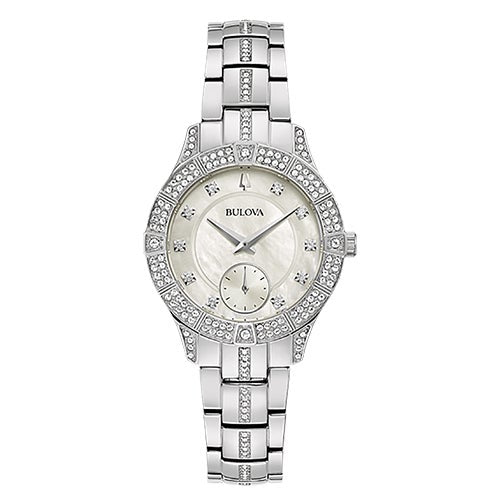 Ladies Phantom Silver Crystal Watch White Mother-of-Pearl Dial_0