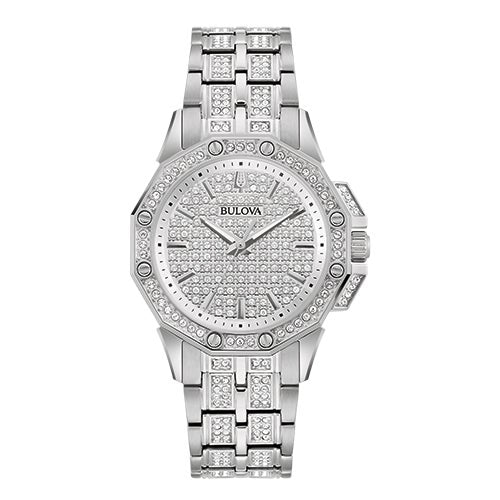Ladies' Octava Crystal Silver-Tone Stainless Steel Watch, Crystal Pave Dial_0