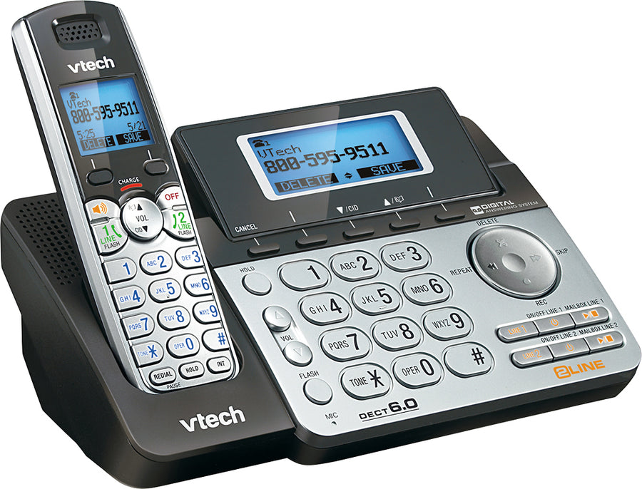 VTech - DS6151 DECT 6.0 Expandable 2-Line Cordless Phone with Digital Answering System and Dial-In Base - 1 Handset - Black_0