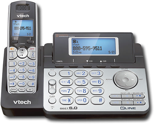 VTech - DS6151 DECT 6.0 Expandable 2-Line Cordless Phone with Digital Answering System and Dial-In Base - 1 Handset - Black_1