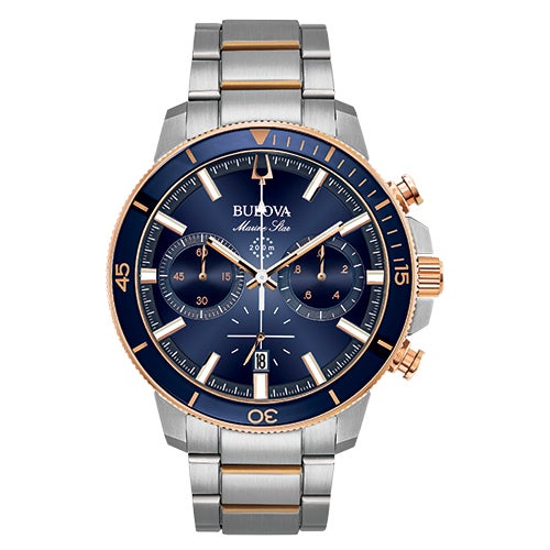 Mens Marine Star Chronograph Silver-Tone Watch Blue Dial_0