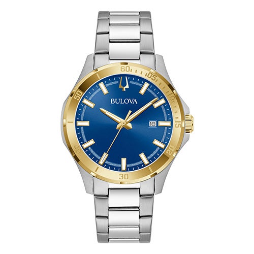 Mens Corporate Collection Gold & Silver-Tone Stainless Steel Watch Blue Dial_0