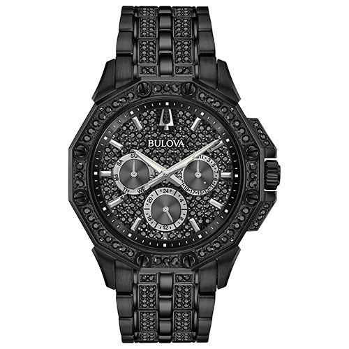 Mens Black IP & Black Swarovski Crystal Watch_0