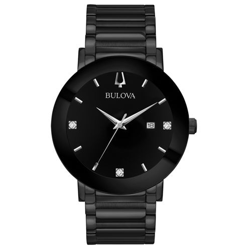 Men's Futuro Diamond Black IP Stainless Steel Watch, Black Dial_0