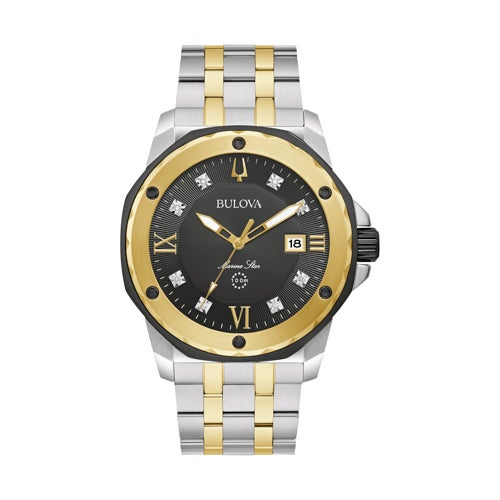 Men's Marine Star Diamond 2-Tone Stainless Steel Watch, Black Dial_0
