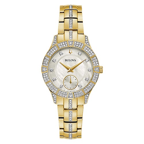 Ladies Phantom Gold-Tone Crystal Watch White Mother-of-Pearl Dial_0