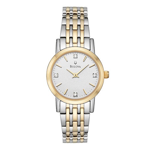 Womens Classic Two-Tone Diamond Watch White-Silver Dial_0