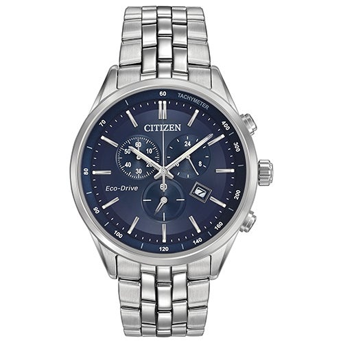 Mens Corso Eco-Driver Silver-Tone Stainless Steel Watch Blue Dial_0