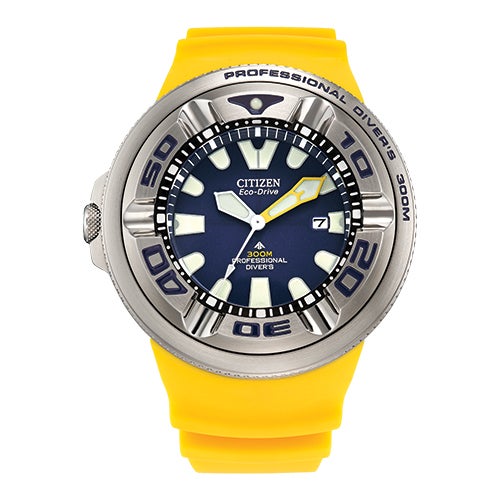 Men's Promaster Drive "Ecozilla" Yellow Strap Watch, Dark Blue Dial_0