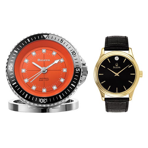 Mens Corporate Collection Gold & Black Strap Watch w/ Diver Alarm Clock_0