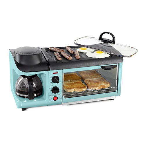 3-in-1 Breakfast Station w/ Toaster Oven Aqua_0