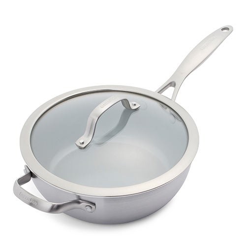 Venice Pro 3.5qt 3-Ply Stainless Steel Ceramic Nonstick Chef's Pan w/ Helper Handle_0