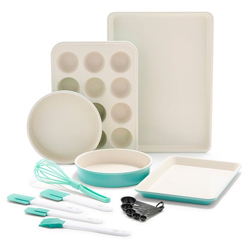 12pc Healthy Ceramic Nonstick Bakeware Set Turquoise_0