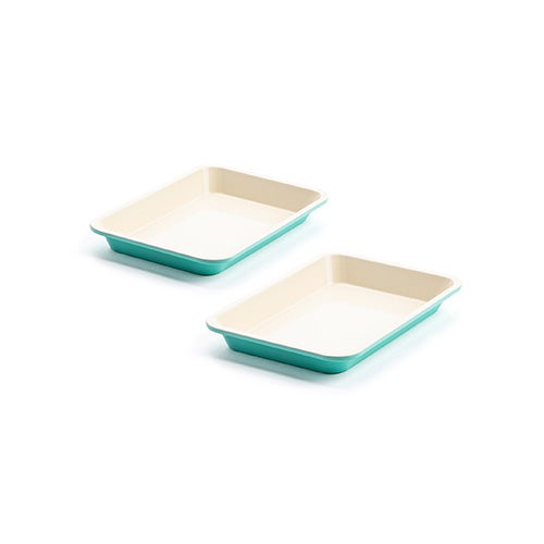 2pc Healthy Ceramic Nonstick 13" x 9" Cookie Sheet Set Turquoise_0
