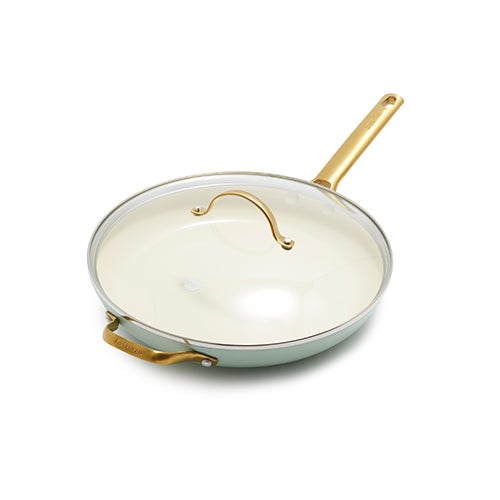 Reserve Ceramic Nonstick 12" Fry Pan w/ Helper Handle & Lid Julep Green_0