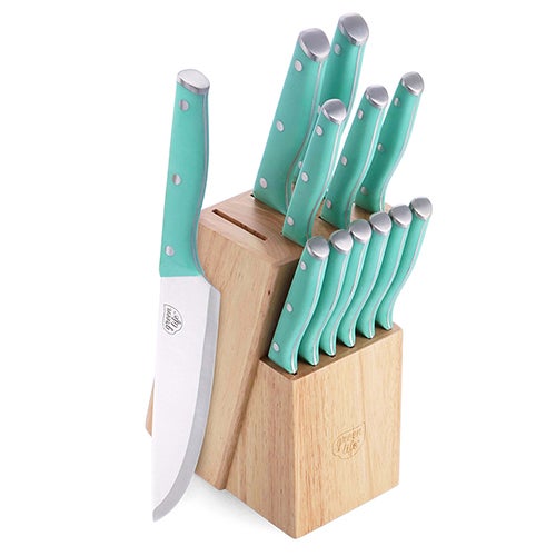 High Carbon Stainless Steel 13pc Knife Block Set Turquoise_0