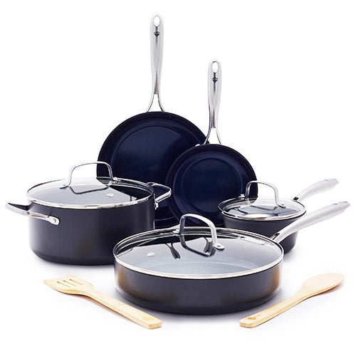 10pc Hard-Anodized Aluminum Nonstick Cookware Set Blue_0