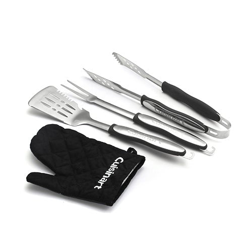 4pc Grilling Tool Set with Black Grill Glove Black_0