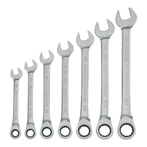 7pc SAE Ratcheting Combination Wrench Set_0