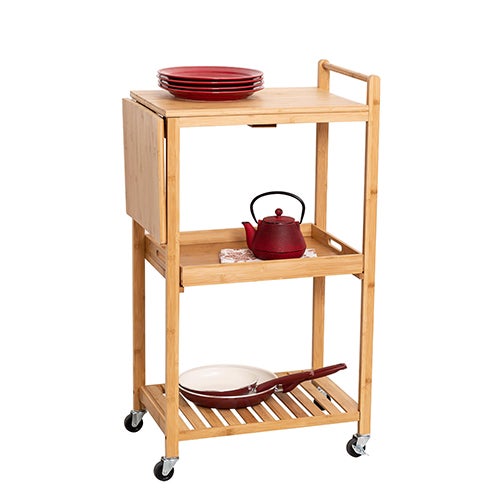 38" Rolling Bamboo Kitchen Cart_0