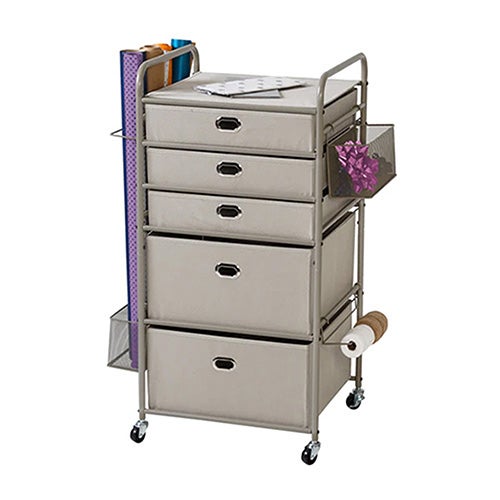 Wrapping Paper Storage Cart w/ Wheels Gray_0