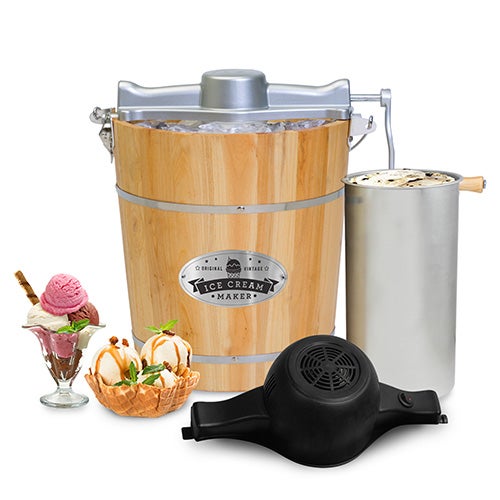 Gourmet Old Fashioned 4qt Wood Bucket Ice Cream Maker_0