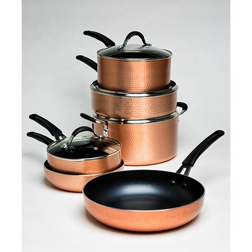 Impressions 10pc Hammered Copper Cookware Set_0