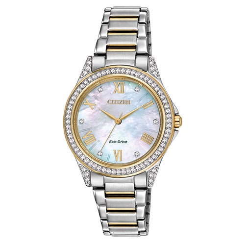 Ladies POV Eco-Drive Two-Tone Watch Mother-of-Pearl Dial_0