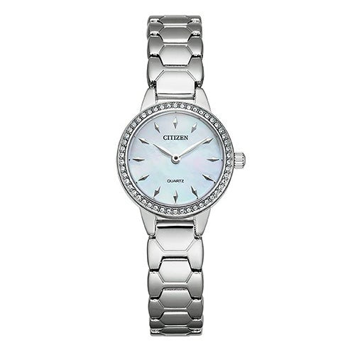 Ladies Quartz Silver Swarovski Stainless Steel Watch Mother-of-Pearl Dial_0