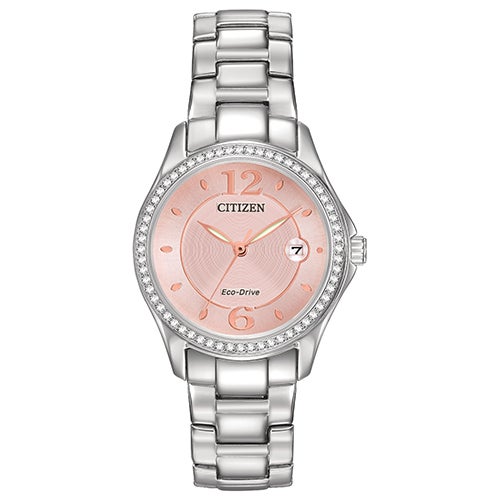 Womens Silhouette Swarovski Crystal Eco-Drive Watch Pink Dial_0