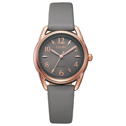 Ladies Drive Eco-Drive Rose Gold & Gray Leather Strap Watch Gray Dial_0
