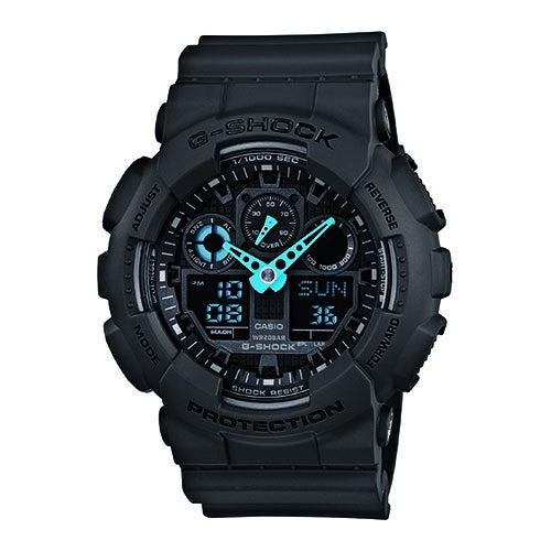G-Shock Analog Digital Gray and Neon Blue Watch_0