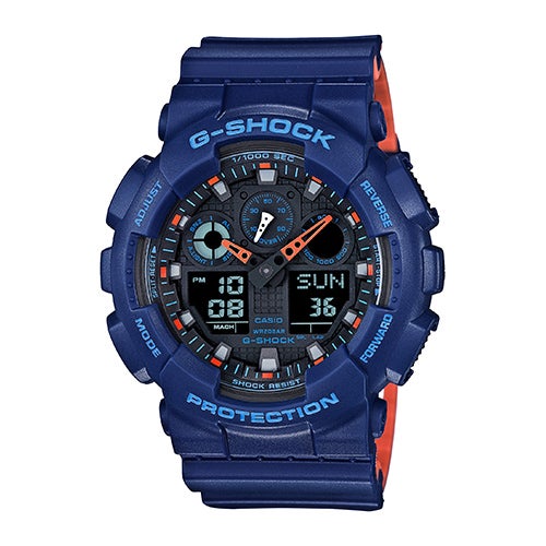 Mens G-Shock Ana-Digi Blue & Orange Watch Black Dial_0