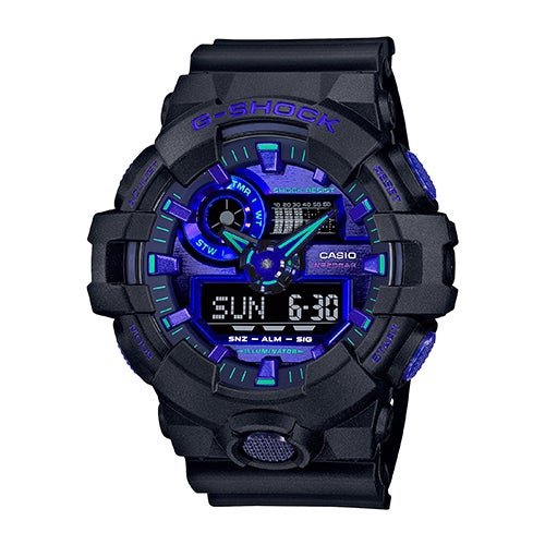 Mens G-Shock Virtual Black Metallic Analog/Digital Watch Blue Violet_0