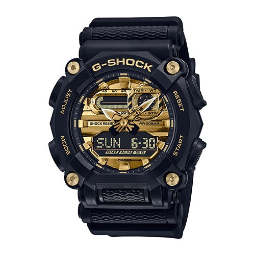 Mens G-Shock Astro World Ana/Digi Black Resin Watch Gold Dial_0