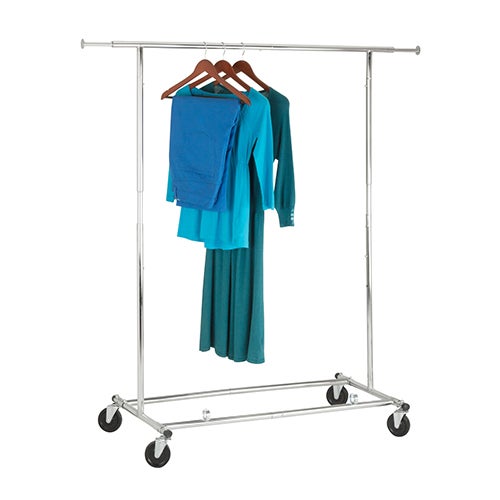 Collapsible Expandable Rolling Garment Rack Chrome_0