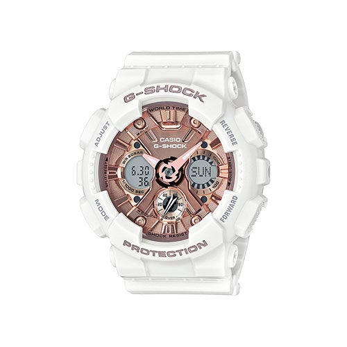 Ladies G-Shock S Series White Analog/Digital Watch Metallic Rose Dial_0