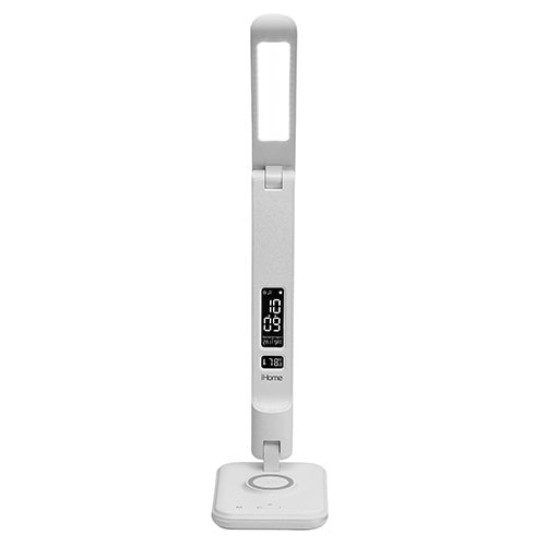PowerLight Pro+ Foldable LED Lamp/Alarm Clock w/ USB & Wireless Charging White_0