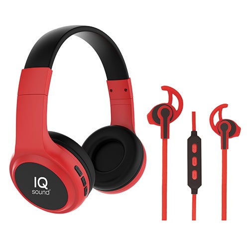 Bluetooth Wireless Headphones/Earbuds Bundle Red_0
