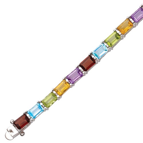 Sterling Silver Multi Gemstone Bracelet_0