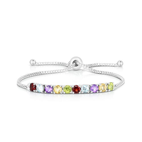 Multi-Colored Gemstone Bolo Bracelet_0