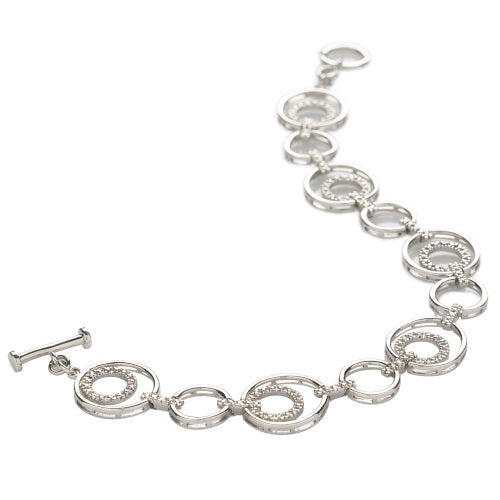 Sterling Silver Circle Diamond Bracelet_0