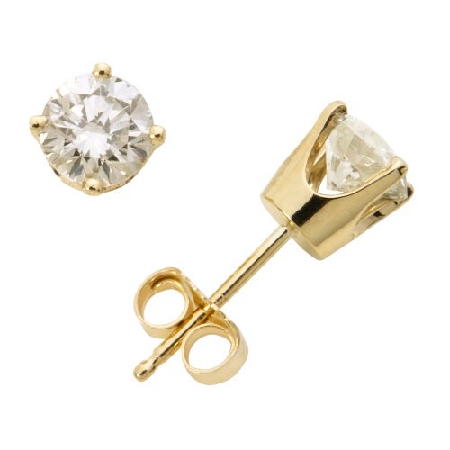 14k Yellow Gold Diamond Solitaire Earrings .15twt_0