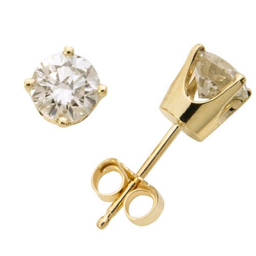 14k Yellow Gold Diamond Solitaire Earrings .20twt_0