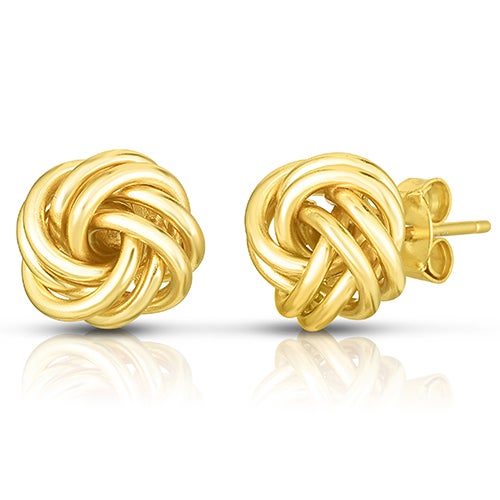 Sterling Silver Love Knot Earrings Yellow Gold_0