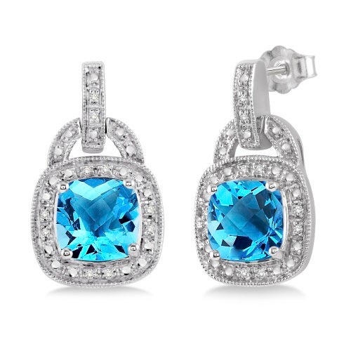 Blue Topaz Diamond Earrings_0