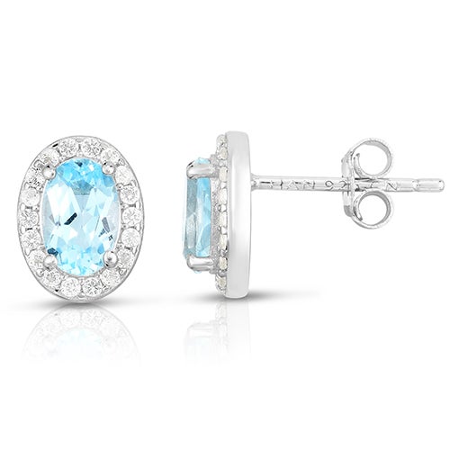 Oval Blue & White Topaz Earrings_0