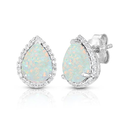 Pear Shaped Opal & Sapphire Earrings_0