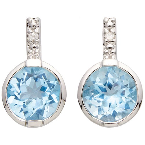 Diamond & Blue Topaz Earrings_0