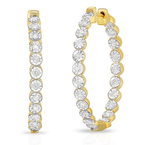 Diamond Inside-Out Hoop Earrings Yellow Gold_0